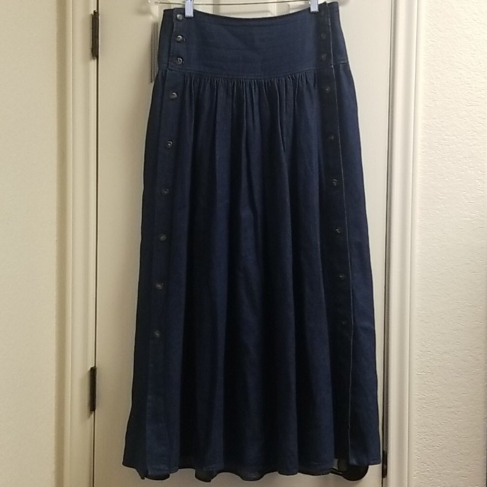 Vintage blue jean boho prairie mom skirt